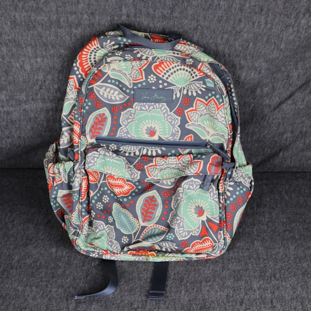 Vera Bradley Multicolor 18" Floral Backpack Laptop Soft Case Women Daypack